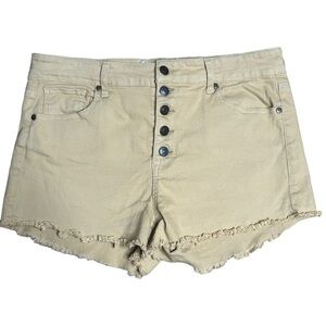 Altar'd State tan button fly shorts raw hem 31/13